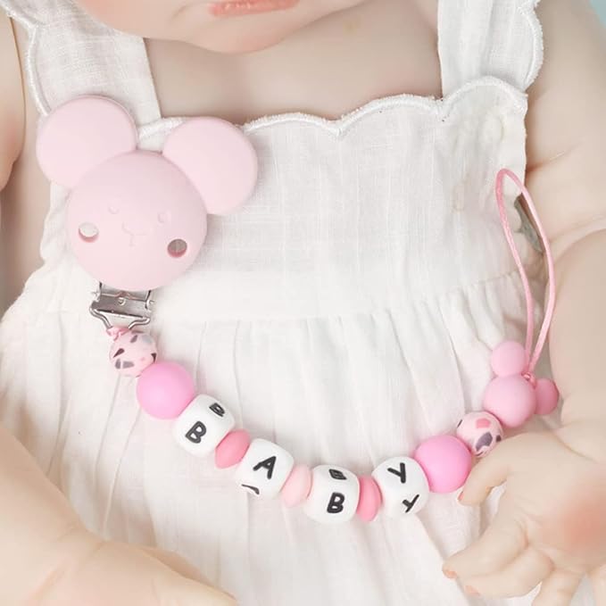 Personalized Pacifier Clip with Name Custom Stroller Clip Silicone Pacifier Chain Holder