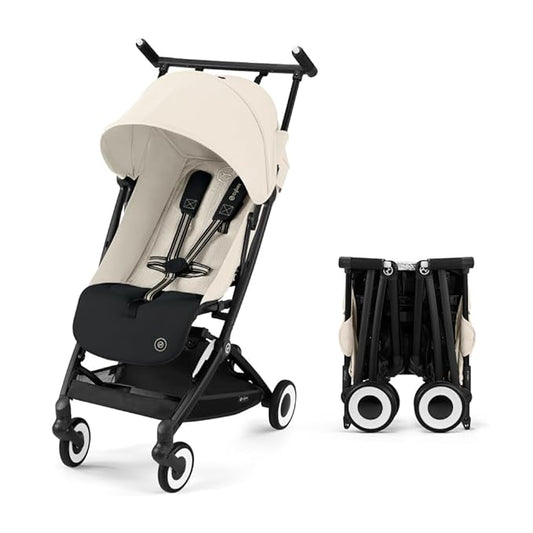 Cybex Libelle 2 Travel pockit Baby Stroller - Lightweight Carry-On Travel Stroller for Airplane with One-Hand Recline, Compatible with CYBEX Car Seats, Canvas White