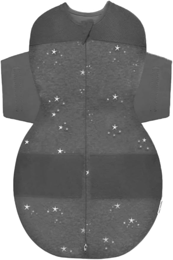 Happiest Baby SNOO Sleep Sack - 100% Organic Cotton Baby Swaddle Blanket - Doctor Designed Promotes Healthy Hip Development (Charcoal Stars, X-Large)