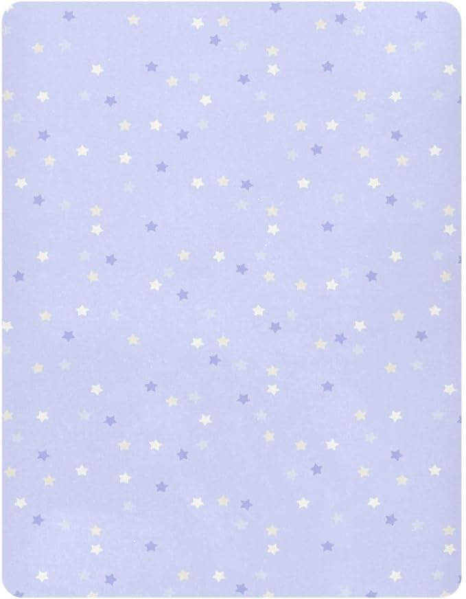 Baby Crib Sheets Cute Purple Star on Blue Sky Crib Sheets for Boys Girls,Neutral Bassinet Toddler Bed Play Sheets Breathable Soft and Portable 52 * 28 * 9in