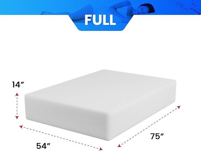 FDW 14 inch Gel Memory Foam Mattress Medium Firm Mattresses for Cool Sleep Relieving No Fiberglass CertiPUR-US Certified Mattress in a Box,Full