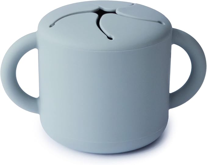 mushie Silicone Snack Cup | Spill Proof Food Container for Toddler and Baby (Powder Blue)