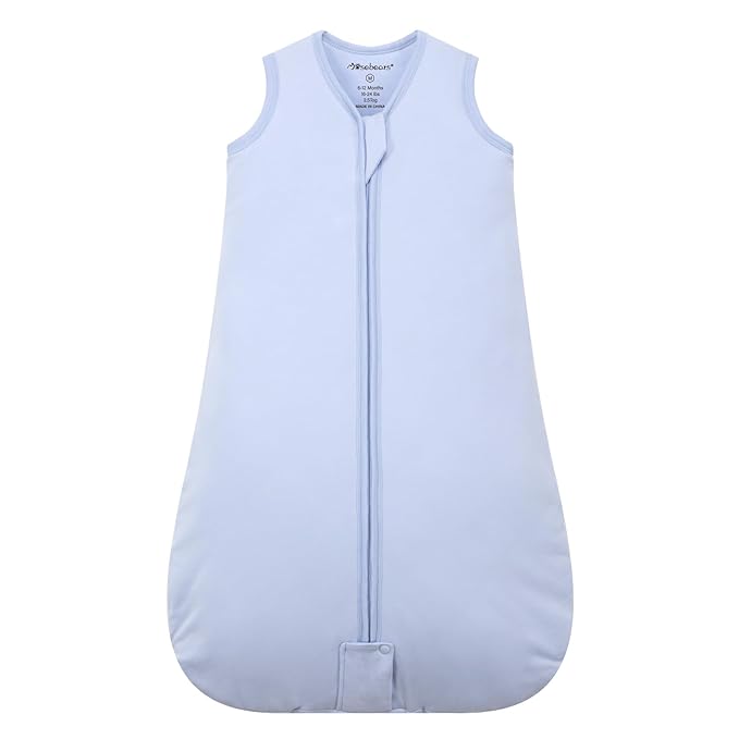 Mosebears Sleep Sack Baby Winter Wearable Blanket with 2-Way Zipper,2.5 TOG Cotton Sleep Sack Unisex (Fog Blue, 12-18 Months)