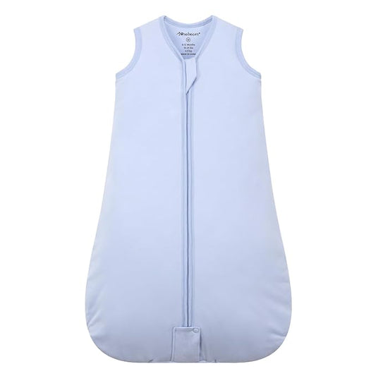 Mosebears Sleep Sack Baby Winter Wearable Blanket with 2-Way Zipper,2.5 TOG Cotton Sleep Sack Unisex (Fog Blue, 12-18 Months)