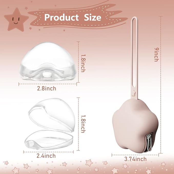 4 Pack Pacifier Holder Case,2pcs Silicone Portable Pacifier Pouch and 2pcs Transparent Nipple Holder Case Container, On-The-GO Pacifier Storage Container Box,BPA Free, Easy to Clean(Green+Khaki)