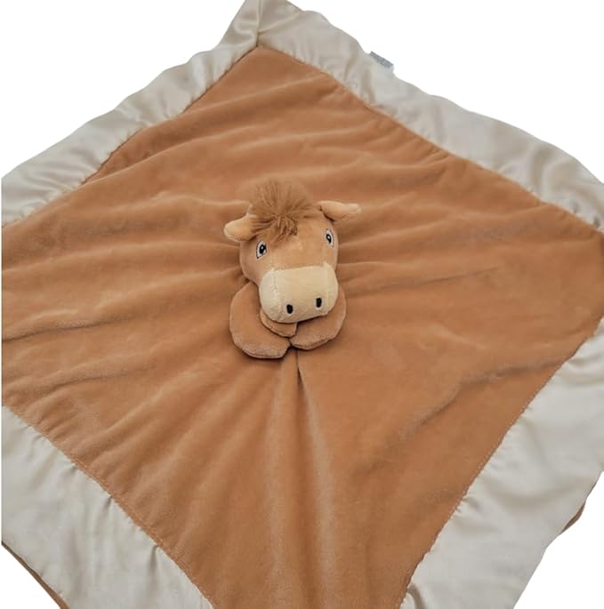 Yikestwins Horse Lovey Blanket for Baby | Large 20" x 20" Baby Lovey Unisex | Cute Horse Security Blanket for Babies and Toddlers