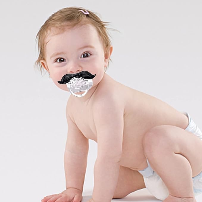 6PCs Funny Pacifier Infant Pacifier Cute Kissable Lips and Gentleman Mustache Teeth Pacifier Soft Silicone Cute Pacifier Design with Kiss Lip for Babies and Toddlers Shower Gift Unisex-BPA Free
