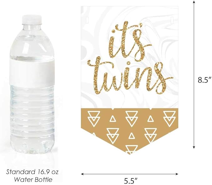 Big Dot of Happiness - It's Twins - Gold Twins Baby Shower Bunting Banner - Party Decorations - Welcome Babies