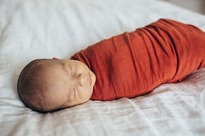 Large Premium Knit Baby Swaddle Receiving Blanket "Rust" by Copper Pearl