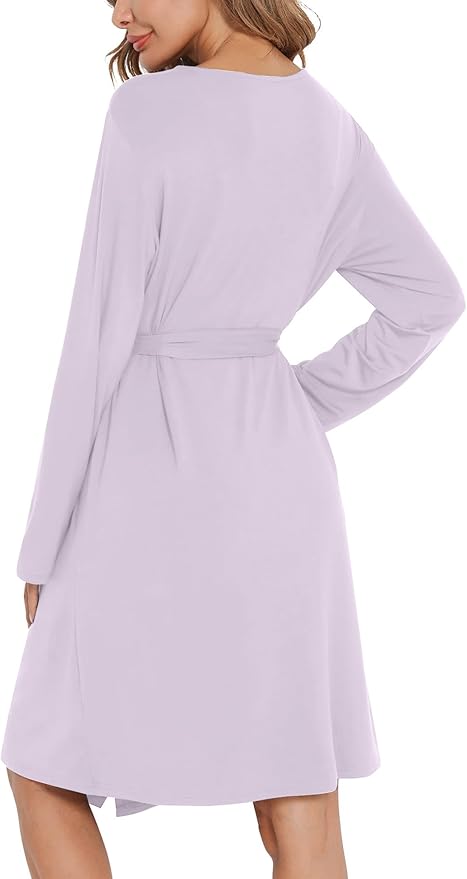 SWOMOG Womens Maternity Robe 2 Piece Nursing Nightgown for Breastfeeding 3 in 1 Labor Delivery Nursing Dress Lace Bathrobe