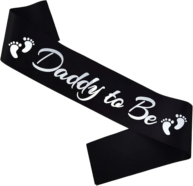 2pcs Mommy to Be and Daddy to Be Sash, Maternity Photo Prop Sash for New Mom Dad Baby Shower Party Gender Reveal Supplies Decorations, Black+Silver