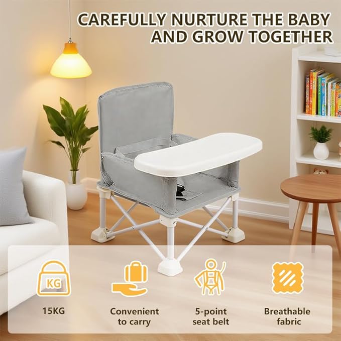 Portable Baby Seat Travel,Compact Folding Baby Chair with Safety Straps,Perfect for Travel, Camping,Beach