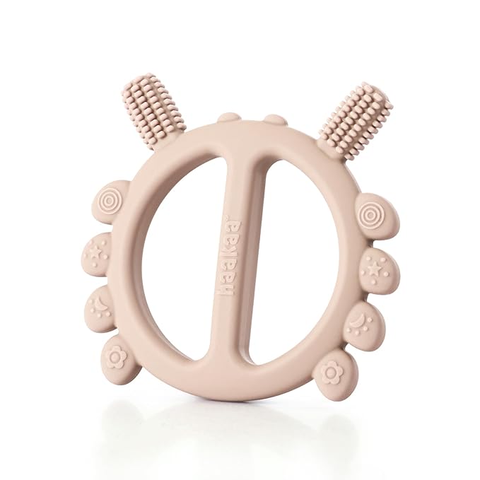 Haakaa Silicone Crab Baby Teether,Teething Toys,360ยฐBaby Toothbrush Head for Infant Self-Brushing Training,Food-Grade Silicone,Blush