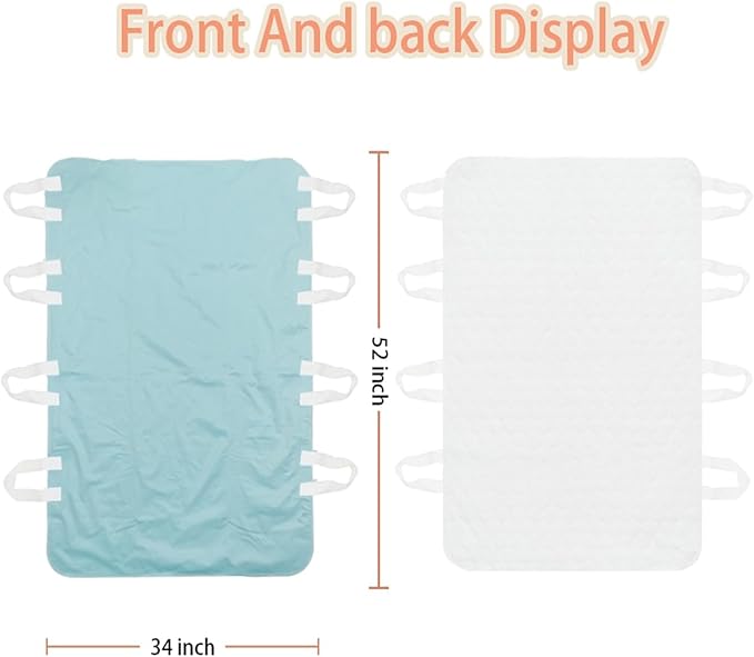 Bed Pads for Incontinence Washable Positioning Bed Pad with 8 Handles Washable Reusable Incontinence Mattress Protector Waterproof Bed Pads Incontinence Uderpads for Bedridden Elderly 52” x 36” (1)