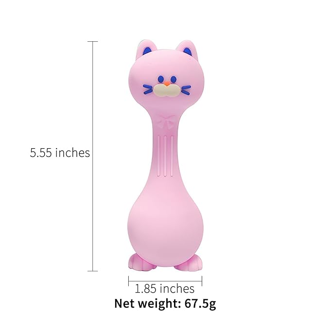 Teether Rattle Toys Cat Silicone Teether Rattle for Baby Food Grade Silicone (Pink)