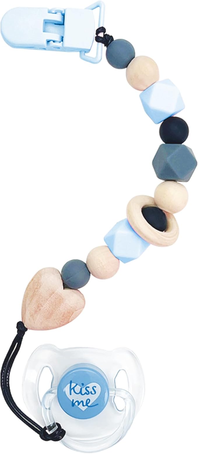 Blue Magnetic Pacifier and Pacifier Clip Set for Reborn Baby Doll Princess Girl,Boy Reborn Babies Doll Accessories
