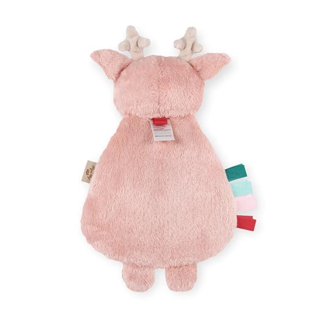 Itzy Ritzy - Itzy Lovey Including Teether - Baby Lovey with Teether, Textured Ribbons & Dangle Arms - Features Crinkle Sound, Sherpa Fabric and Minky Plush (Holly The Reindeer)