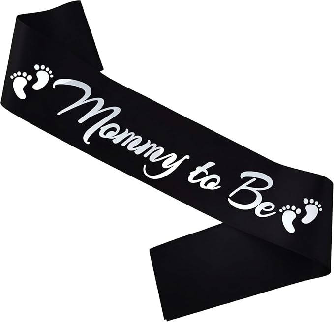 2pcs Mommy to Be and Daddy to Be Sash, Maternity Photo Prop Sash for New Mom Dad Baby Shower Party Gender Reveal Supplies Decorations, Black+Silver