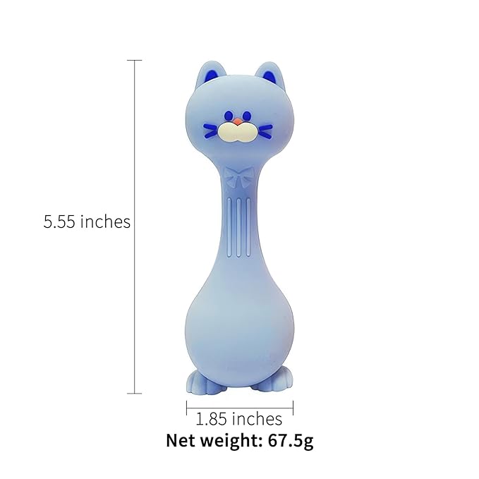 Teether Rattle Toys Cat Silicone Teether Rattle for Baby Food Grade Silicone (Blue)