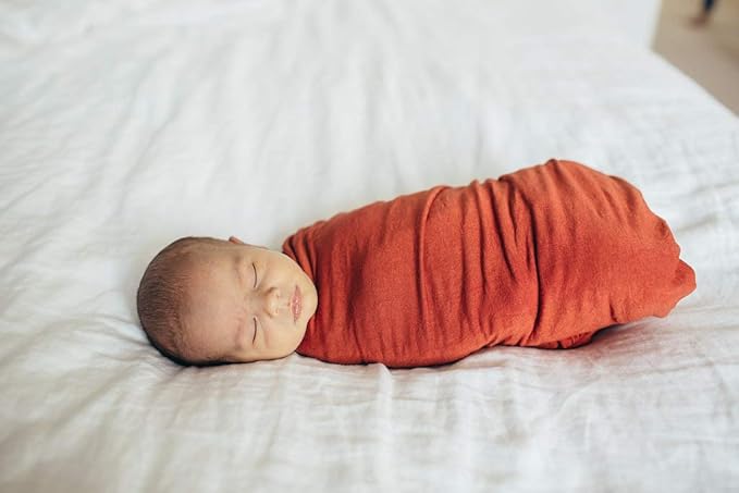 Large Premium Knit Baby Swaddle Receiving Blanket "Rust" by Copper Pearl