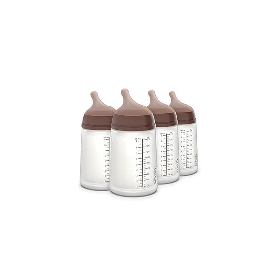 Suavinex Zero Zero Anti Colic Baby Bottle, No 1 Spanish Baby Bottle Brand, Minimizes Bottle Rejection & Nipple Confusion, Perfect for Breastfeeding Babies, Medium Flow, 4 Pk 9 oz, Deep
