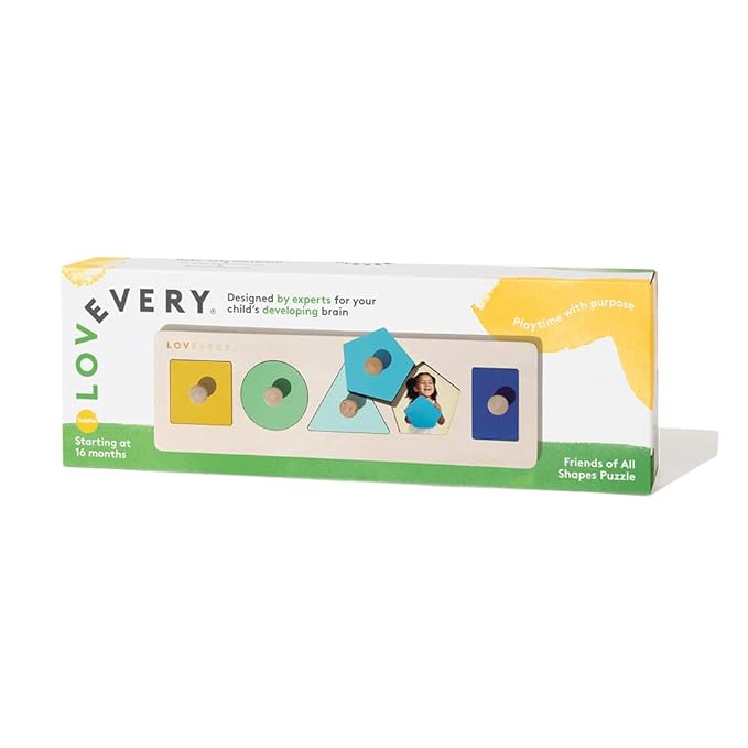LOVEVERY | Friends of All Shapes Puzzle | Montessori Toddler Toy, Ages 16 Months+