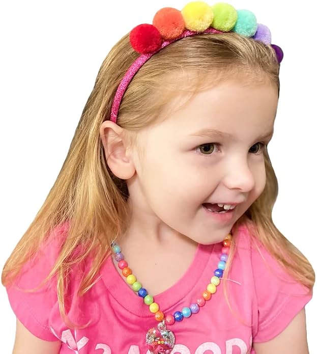 LUV HER Headbands for Girls - Kids Jewelry for Girls - Dress Up Set All in one Giftable Box - Headband - Play Jewelry Set - 4pc (Toddler Headband, Necklace, Dress Up Bracelet, Ring) Ages 3+