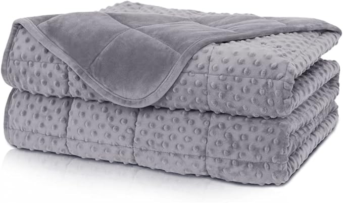 Weighted Blanket Twin 12lbs for Adult(48"×72",Gray) Breathable Soft Minky Weighted Throw Blanket for All Season,Heavy Blanket with Premium Glass Beads