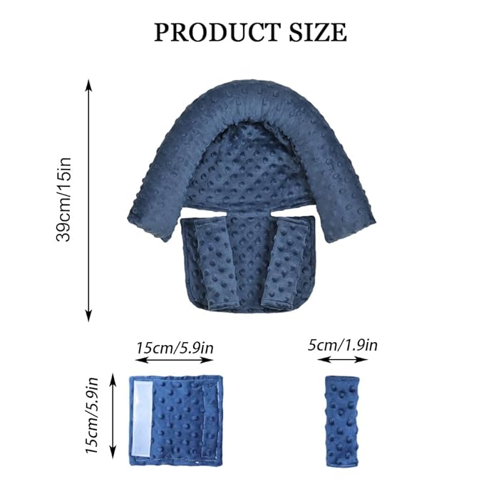 Upgraded 3-in-1 Baby Head Body Support Pillow and Strap Covers for Infant Toddler-Baby Head and Neck Support Insert Cushion Pad for Car Seat Drak Blue