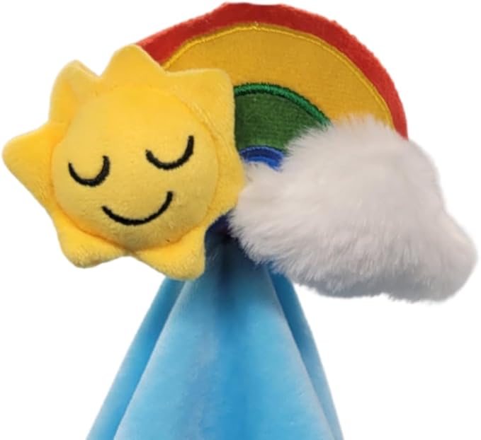 Yikestwins Rainbow Lovey Blanket for Baby | Large 20" x 20" Baby Lovey Unisex | CuteRainbow Security Blanket for Babies and Toddlers
