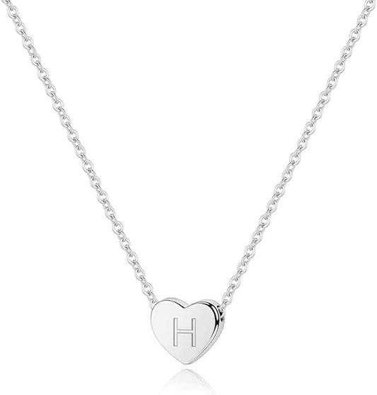 M MOOHAM Heart Initial Necklace Gifts for Girls Women - S925 Sterling Silver Tiny Letter Necklace Birthday Gift for Kids Teen Girl Jewelry