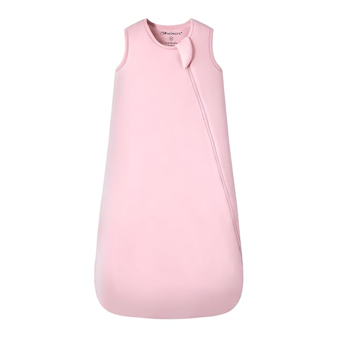 Mosebears Unisex Rayon Made from Bamboo Sleep Sack with 2-Way Zipper,2.5 Tog Baby Winter Sleep Sack (Blush,0-6 Months)