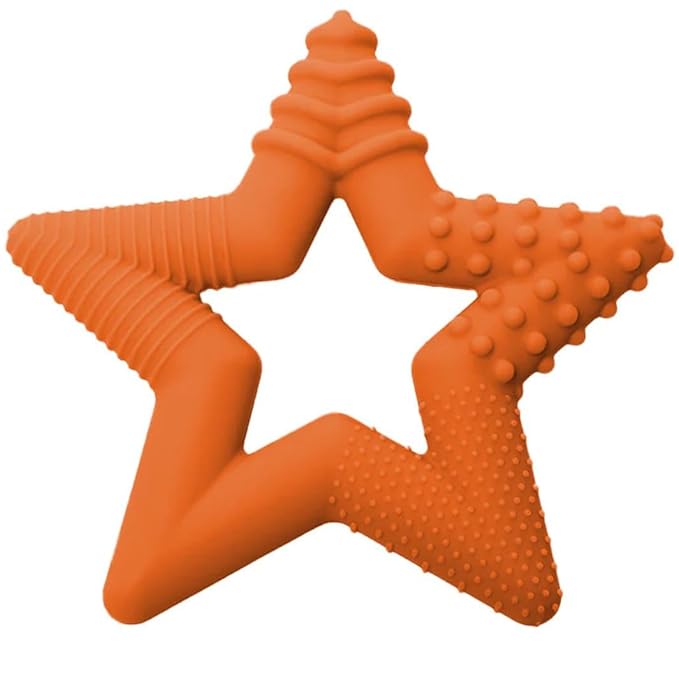 TalkTools Sensory Teeny Teether Star - Alternative to Thumb Sucking and Pacifiers, Enhances Oral Motor Awareness, Perfect for Children with Sensory Needs, Oral Development Aids (Tangerine)