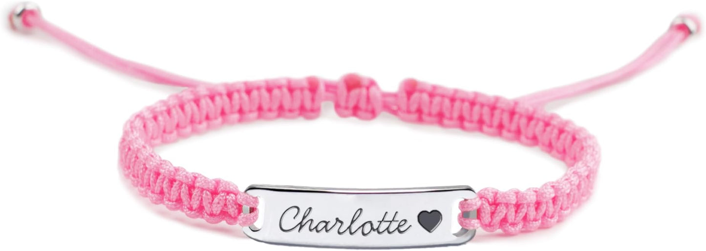 Personalized Baby Bracelet, 18K Gold Plated Custom Name Bracelet, Braided Cord Baby Bracelet Adjustable for Baby Girls and Boys as Birthday Gift Baptism Gift