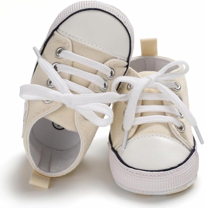 Unisex Baby Boys Girls Shoes, Newborn Infant Non-Slip Canvas Denim High Top Sneakers, Toddler First Walkers Shoes