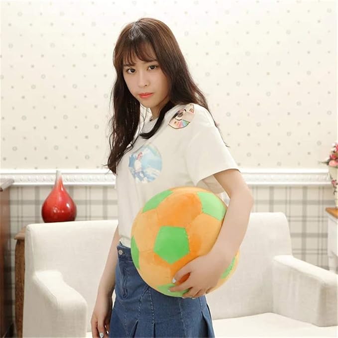 Plush Soccer Balls - Fluffy Stuffed Toy Soccer Ball Plush Pillow Soft Durable Stuff Soccerball Gift for Kids Boy Baby (Green -Yellow,7.8inch/20cm)