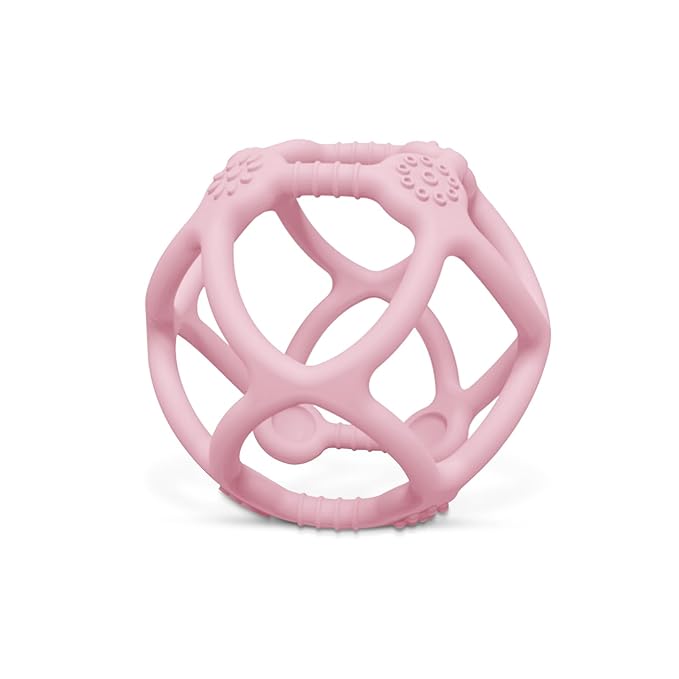 Baby Teething Toys, Silicone Baby Chew Toys for Soothing Babies Gums, Sensory Hollow Ball Teether for Babies 3+ Months,Baby Teether Toys,Babys Gifts for Girl & Boy,BPA Free (Pink)