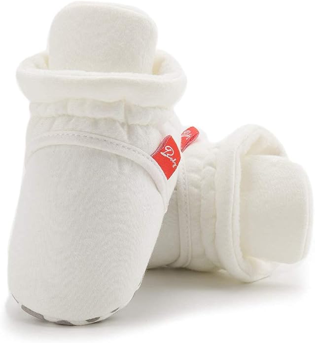 Sawimlgy Newborn Infant Baby Girl Boy Cotton Booties Stay On Sock Slippers Soft Bedroom Shoes Non-Skid Ankle Boots With Grippers Toddler Crib Warm Shoe First Walker Birthday Shower