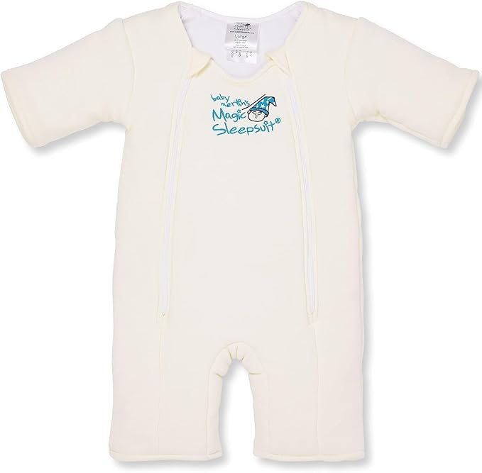 Magic Sleepsuit Baby Merlin's Bamboo/Cotton Baby Swaddle Transition Product - Soft and Cozy Design, Double Zipper for Easy Diaper Changes, Promotes Safe Sleep, 3-6 Months - Cream - Large 12-18lbs