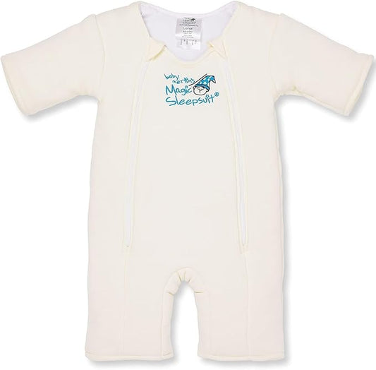 Magic Sleepsuit Baby Merlin's Bamboo/Cotton Baby Swaddle Transition Product - Soft and Cozy Design, Double Zipper for Easy Diaper Changes, Promotes Safe Sleep, 3-6 Months - Cream - Large 12-18lbs