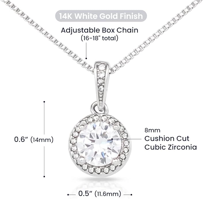 To My Beautiful Daughter Necklace from Mom & Dad | Cubic Zirconia Pendant with Heartfelt Message Card & Gift Box | Daughter Birthday, Graduation, Christmas Jewelry Gift from Parents