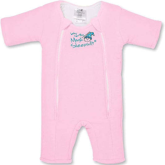 Magic Sleepsuit Baby Merlin's Microfleece Baby Swaddle Transition Product - Soft and Cozy Design, Double Zipper for Easy Diaper Changes, Promotes Safe Sleep 3-6 Months - Pink - Small 12-18lbs