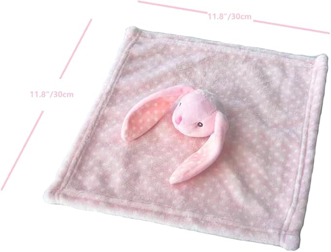 CREVENT Cozy Plush Baby Security Blanket Loveys for Baby Girls Boys, Stuffed Animal Ring Rattle Shaker Toy for Newborns (Bunny)