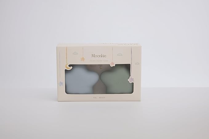 Moonkie Silicone Pacifier Holder Case, Cute Portable Pacifier Storage Case, 2 Pack