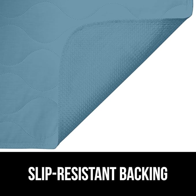 GORILLA GRIP Washable Underpads, Waterproof Reusable Heavy Absorbency Incontinence Bed Pads, Leak Proof Toddler Mattress Pad, 52x34 Slip Resistant Protector for Bedwetting, Adults and Kids, Blue