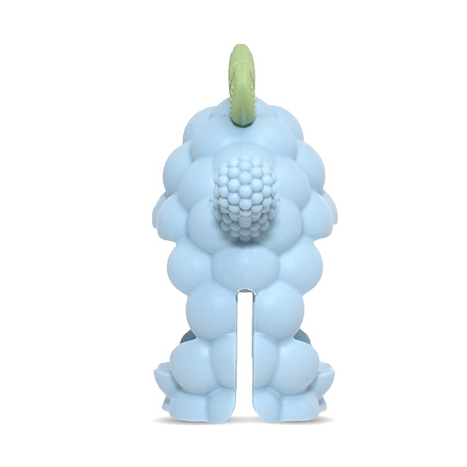RaZbaby RaZberry Grip Silicone Teether Toy for 3M+ | Drop Resistant Hand Held Teether for Babies and Infants - Designed by Nature with Our Patented BerryBumps Multitextured Design | 3M+, Blue