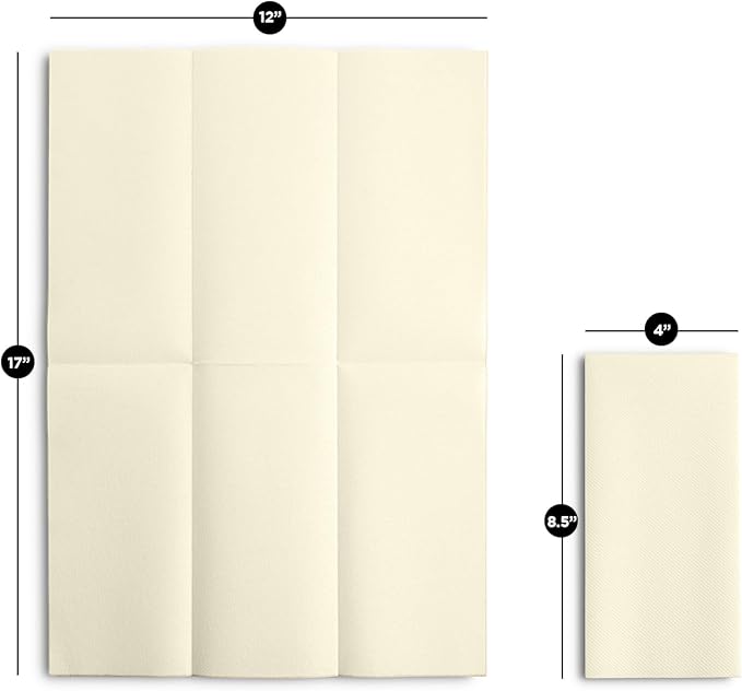 Linen-Feel Cream Paper Napkins - Decortive Cloth-Like Disposable Dinner Napkins - Soft And Absorbent Napkins for Thanksgiving, Party, Wedding, Bathroom Or Any Occasion. (Pack of 100)