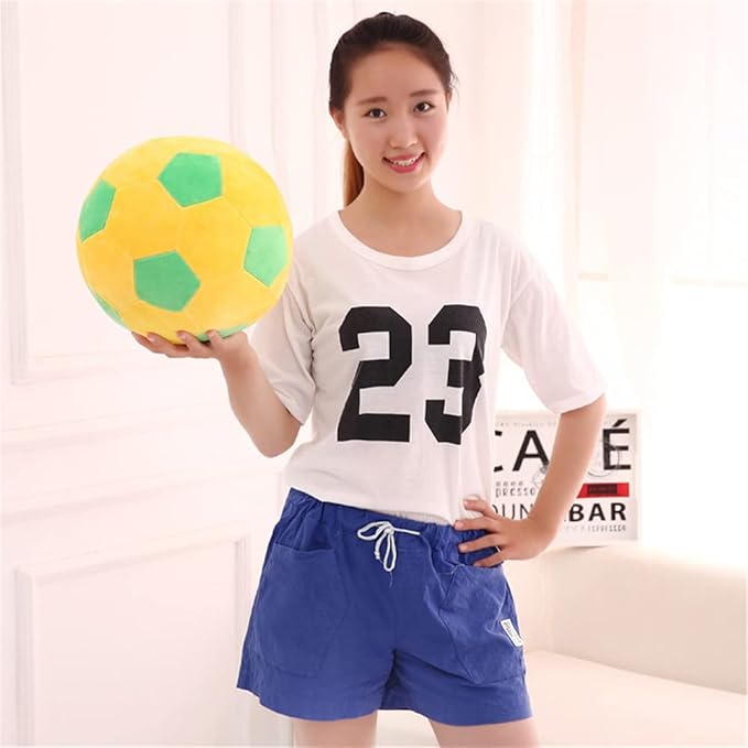 Plush Soccer Balls - Fluffy Stuffed Toy Soccer Ball Plush Pillow Soft Durable Stuff Soccerball Gift for Kids Boy Baby (Green -Yellow,7.8inch/20cm)