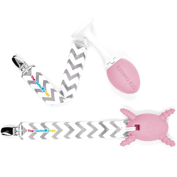 The Teething Egg Bundle - Baby Development Toys, Teether for 3, 4, 6, 12 Up to 18 Months Old Boy or Girl, Sensory Toys, A Baby Registry Must Have, Pink