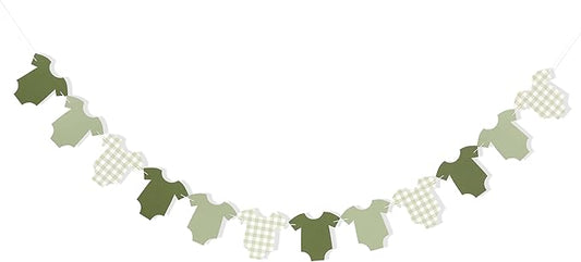 Green Bodysuit Banner - Green Gingham Banner,Baby Shower Decoration,Green Baby Shower Bunting,Girl Boy Baby Shower Decor (green)